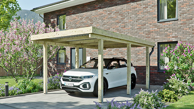 Flachdachcarport 310 x 510 cm in Kiefer