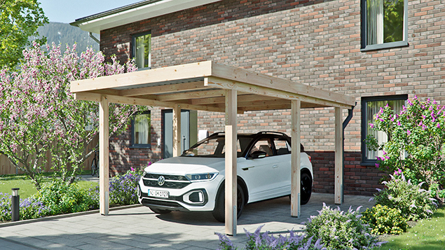 Flachdachcarport 310 x 510 cm in Lärche