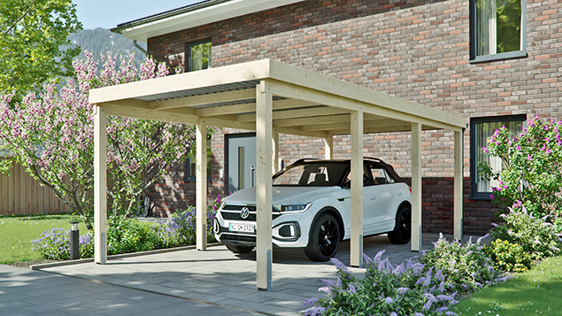 Flachdachcarport 310 x 600 cm in Fichte