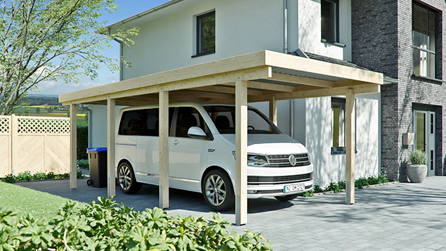 Flachdachcarport 310 x 700 cm in Fichte