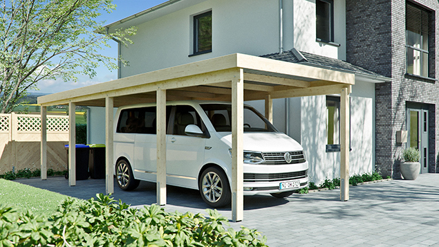 Flachdachcarport 310 x 800 cm in Fichte