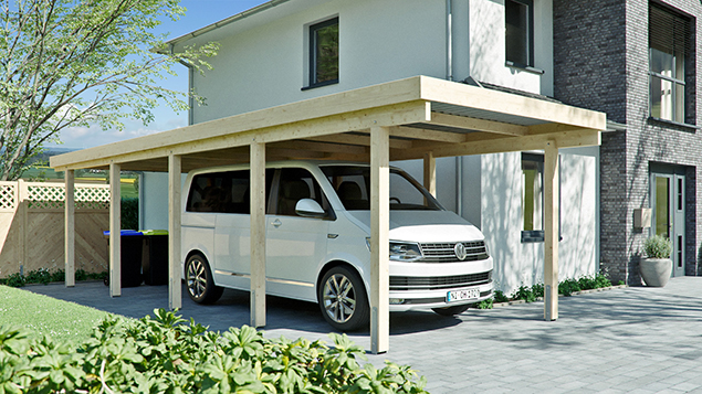 Flachdachcarport 310 x 900 cm in Fichte