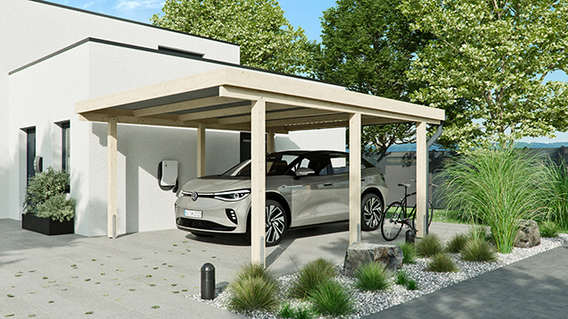Flachdachcarport 410 x 510 cm in Fichte