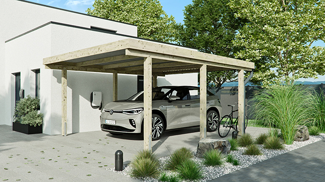 Flachdachcarport 410 x 510 cm in Kiefer