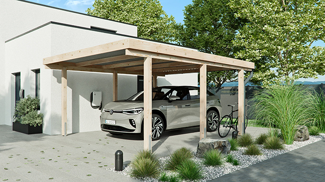 Flachdachcarport 410 x 510 cm in Lärche