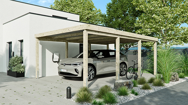 Flachdachcarport 410 x 600 cm in Kiefer