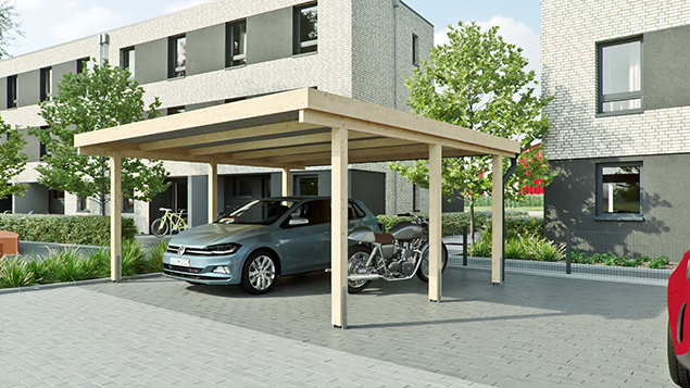 Flachdachcarport 510 x 510 cm in Fichte