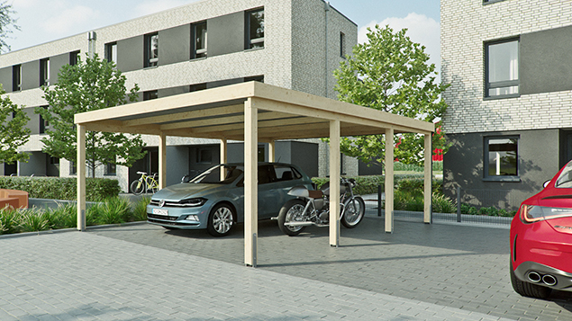 Flachdachcarport 510 x 600 cm in Fichte
