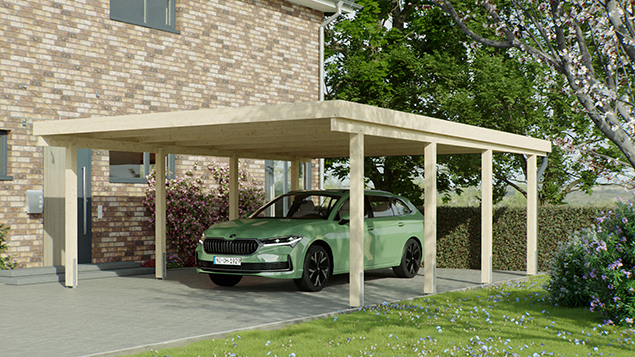 Flachdachcarport 510 x 700 cm in Fichte