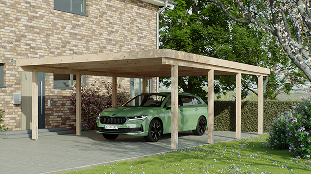 Flachdachcarport 510 x 700 cm in Lärche