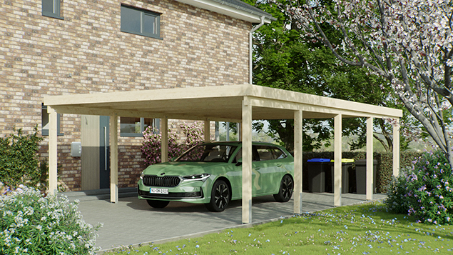 Flachdachcarport 510 x 800 cm in Fichte