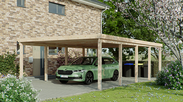 Flachdachcarport 510 x 800 cm in Lärche