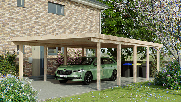 Flachdachcarport 510 x 900 cm in Lärche